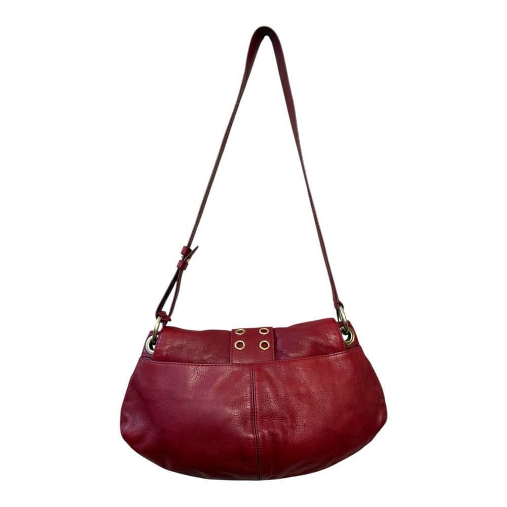 Cole Haan Womens Handbag Red Leather Metal Hardware Saddlebag Crossbody - Picture 2 of 11